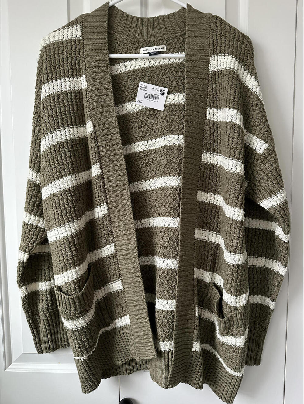 AE Open Knit Cardigan American Eagle NWT Washed Olive XS - Picture 3 of 9